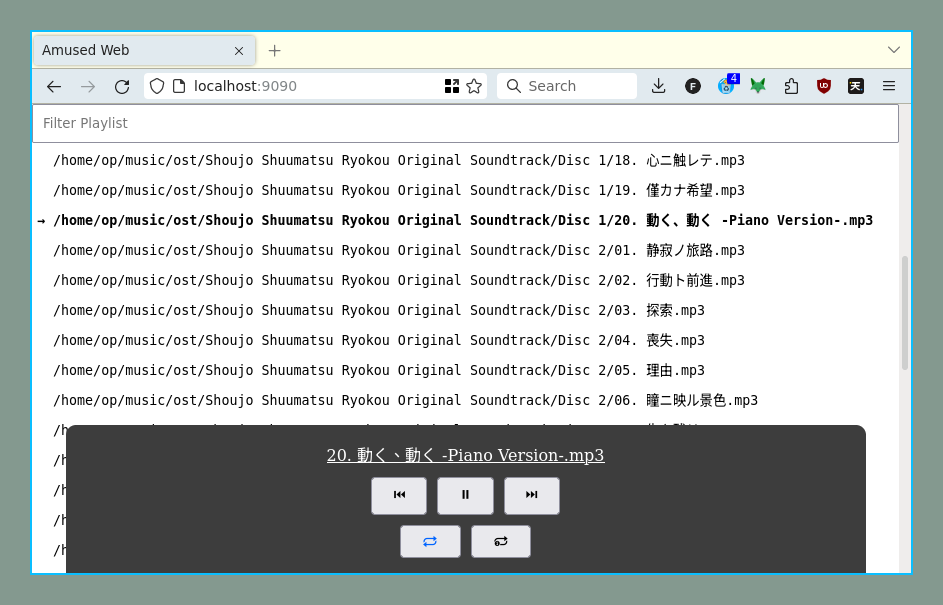screenshot a web interface to control amused